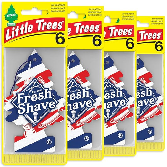 LITTLE TREES Car Air Freshener | Hanging Tree Provides Long Lasting Scent for Auto and Home | 24 Air Fresheners |Fresh Shave