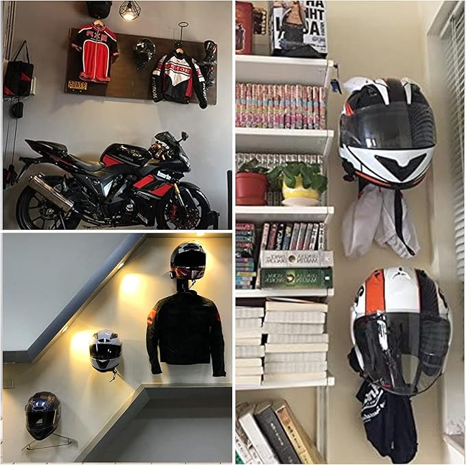 ILM 2 Pack Helmet Holder Rack Hook Helmts Stand Wall Mount Jacket Hanger Motorcycle Accessories