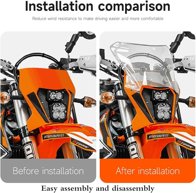 Windshield for Motorcycle All EXC XC XCW 125-500 2014-2024 All Husqvarna 701 SM/ENDURO 2016-2024 Wind Shields Windscreen Wind Deflector (Transparent)