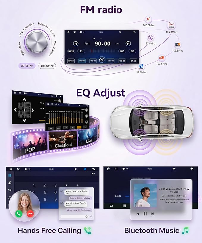 Car Stereo Single Din CarPlay Android Auto, 1 Din Car Radio Bluetooth 5.2, 6.9" IPS Touchscreen Car Radio with Backup Camera, Mirror Link, SWC, FM/EQ, USB & Type-C