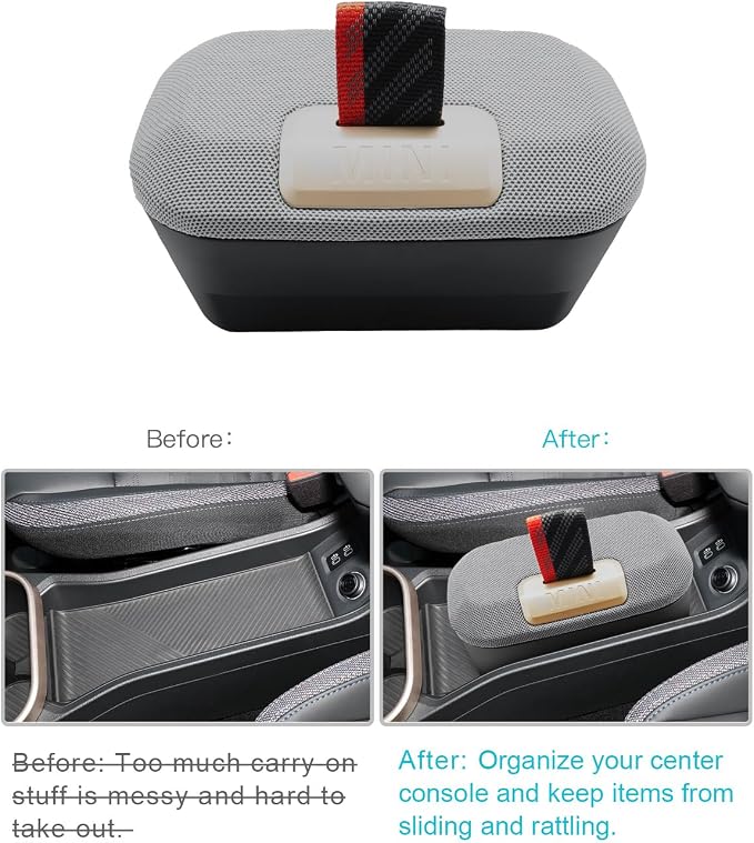 CDEFG for 2026 Mini Cooper Center Console Organizer for 2025 2026 Mini Cooper F65 F66 Accessories Middle Console Tray Armrest Storage Box (Gas Version Only)