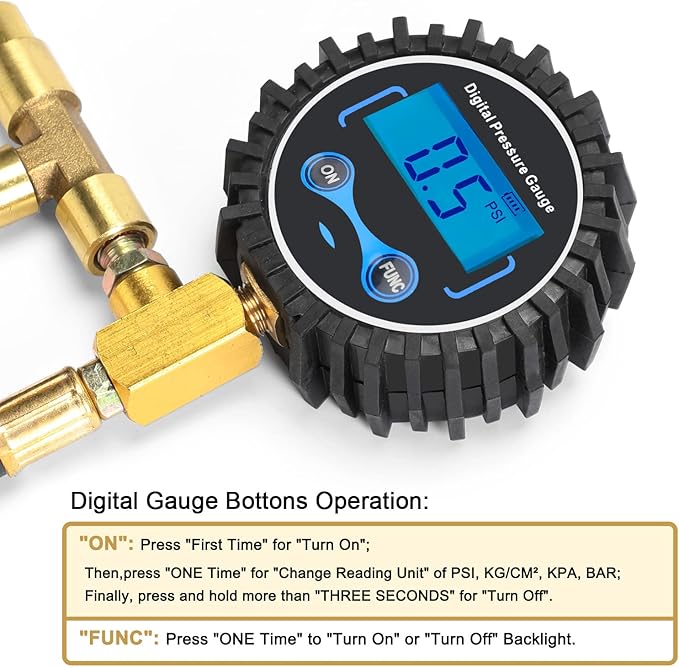 BETOOLL Fuel Pressure Gauge - Fuel Pressure Test Kit - Digital Gauge Fuel Pressure Gauge Kit - Fuel Injector Injection Pump Pressure Tester Car Tools 0-300PSI for Cars and Trucks