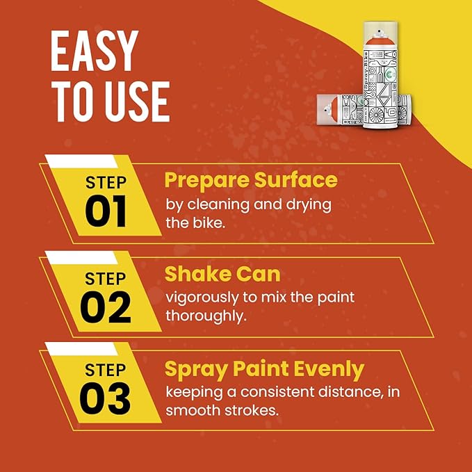 Spray.Bike Spray Paint | Designed Mainly for Bicycles | Multi-Use Acrylic Spray Paint for Metal, Plastic | High Coverage Bike Paint, 400ml, Mustang