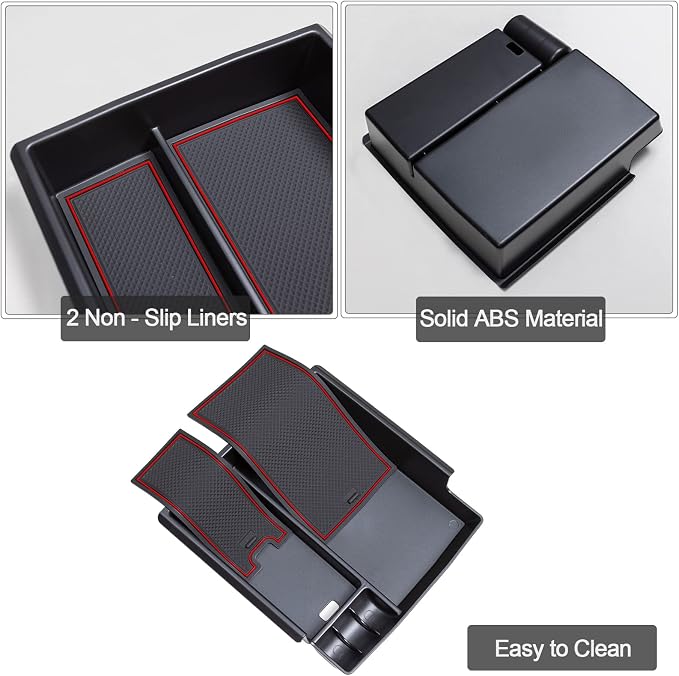 TOPINSTALL New Red Tray Compatible with 2021-2024 Ford Bronco & 2025+ Bronco 2-Door & 2025+ 4-Door Manual Transmission, Full Size Bronco Organizer (NO for 2025+ 4-Door Automatic)
