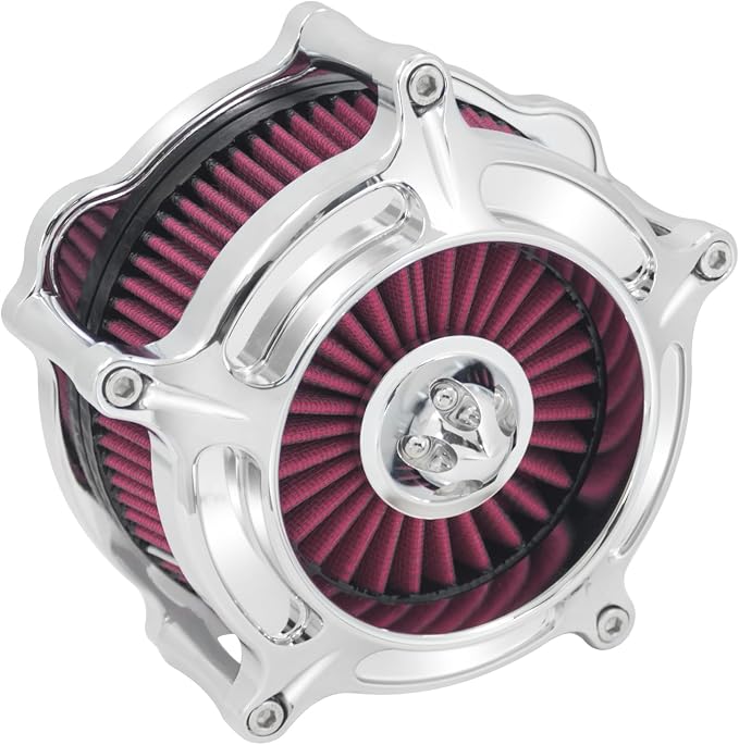 Air Cleaner Filter Aluminum Fit for Harley Touring Road King Street Glide Softail Sportster Dyna (Chrome Housing Red Element, A For Sportster XL 04-22)