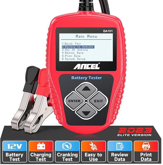 ANCEL BA101 12V Car Battery Tester - Digital Automotive Batteries & Alternator Diagnostic Tool with Protective Large case