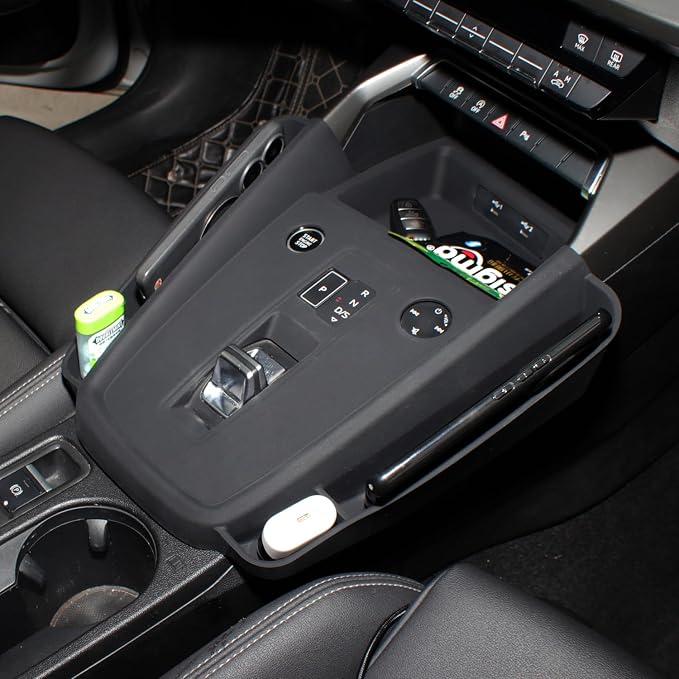 HIGH FLYING Car Accessories for Audi A3 2022-2024 Center Console Gear Shift Panel Silicone Rubber Overlays Protector Cover Organizer Storage Box 1PC