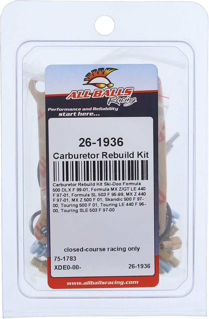 All Balls Carburetor Rebuild Kit for Ski-Doo Formula 500 DLX F 1999-2001, Formula MX Z/GT LE 440 F 1997 1998 1999 2000 2001, Formula SL 503 F 1995 1996 1997 1998 1999, MX Z 440 F 1997-2001