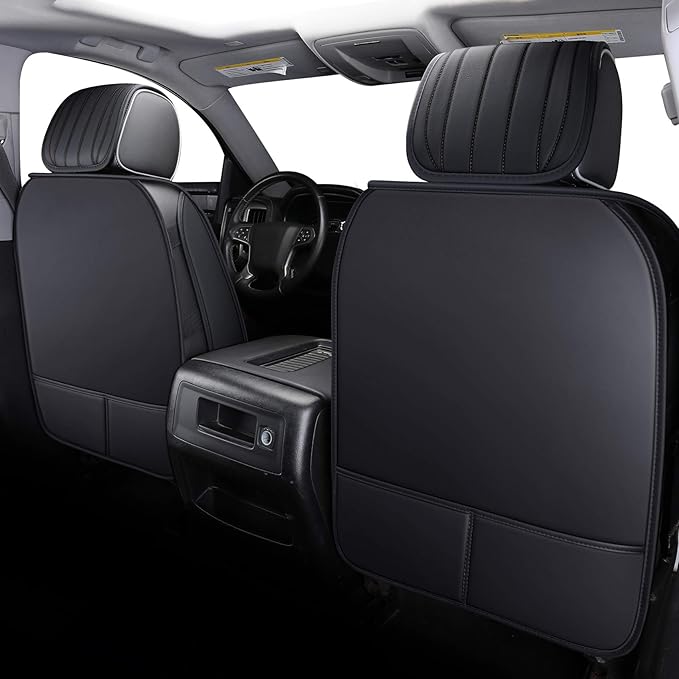 Aierxuan Chevy Silverado GMC Sierra Car Seat Covers Full Set, Custom Fit 2007-2026 1500 2500 HD 3500 HD Crew, Double, Extended Cab or Pickup Truck, with Waterproof Faux Leather (Black)