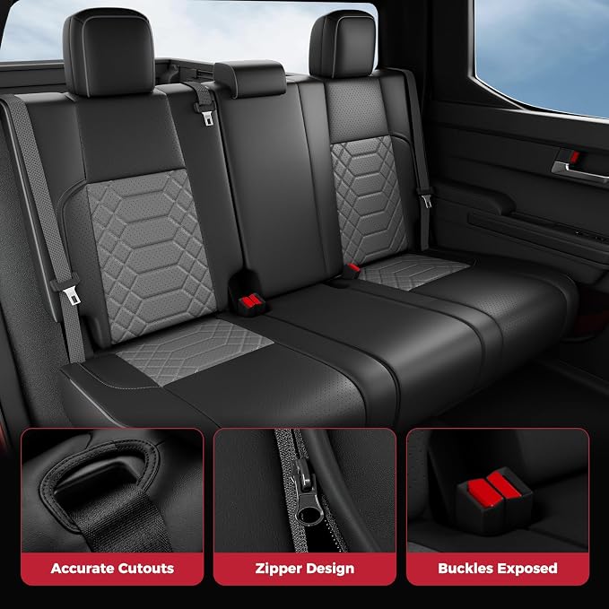FREESOO Tacoma Car Seat Covers Fit for Toyota Tacoma 4th Gen 2024 2025 2026 Double Cab SR, SR5, Limited, TRD Sport/Off-Road,Trailhunter Full Covered (5 Seats/BlackGrey)