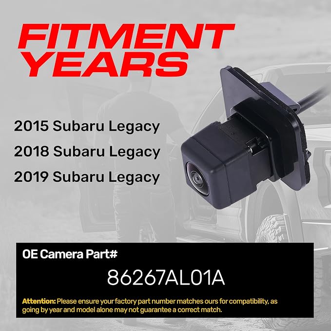 Master Tailgaters Replacement for Subaru Legacy (2015, 2018-2019) Backup Camera OE Part # 86267AL01A
