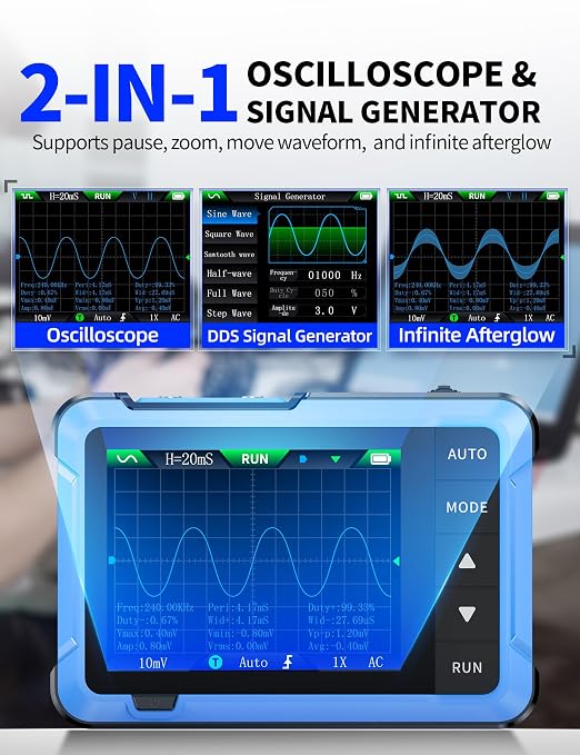 10MHz Oscilloscope and 9999 Counts Multimeter