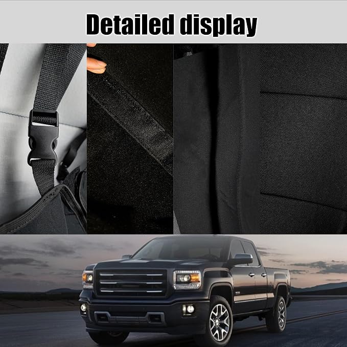 Seat Covers for Chevy Silverado & GMC Sierra 1500 2014 2015 2016 2017 2018 Front Foam Padded Heavy-Duty Automotive Seat Cover Set - Black