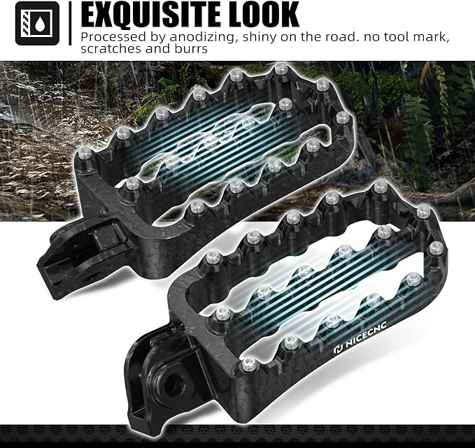 NICECNC Flat Foot Pegs Footpeg Compatible with 390 Adventure 2020 2021 2022 2023 2024, Foot Pedals, Anodization, CNC-machined, Black