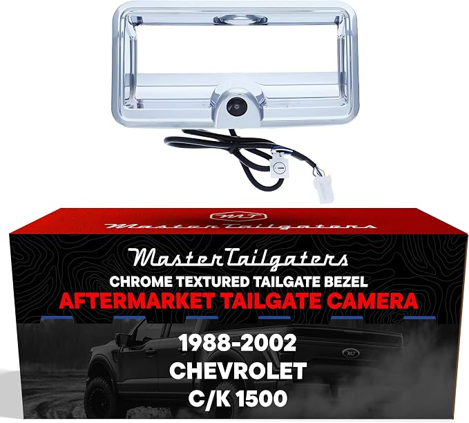 Master Tailgaters Chrome Tailgate Bezel with Backup Camera Replacement for Chevrolet C/K 1500 (1988-2002) | IP68 Waterproof | Parking Grid Lines Available | Easy to Install