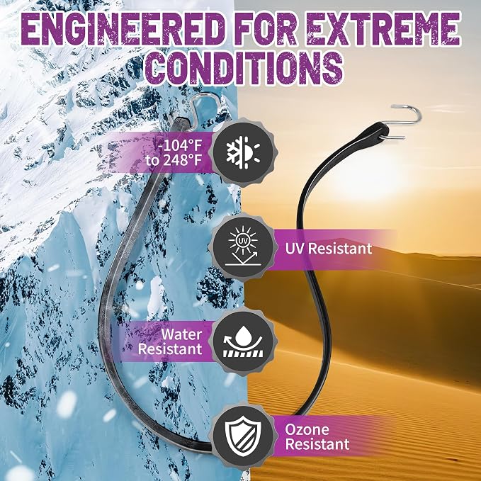 Bungee Cords with Hooks (20 Pack) – 10", 15", 21", 31" Heavy Duty EPDM Rubber Tarp Straps, Max Stretch 2X, Load 180+ LBS, Crimped S Hooks for Cargo, Trucks, Camping, Outdoor Use