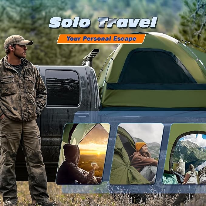 Truck Bed Tent, Waterproof PU3000mm Pickup Truck Tent for Camping Bed, 2-3 Person Sleeping Truck Tent, Portable for Car Camping