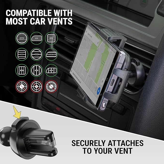 Scosche SUHVWDL-2XCES0 Universal Phone Mount, Rotatable Hands-Free Car Air Vent/Dashboard/Windshield Suction Cup Phone Holder Stand Compatible with iPhone 16/15/14/13/12 Series, Android (Pack of 2)