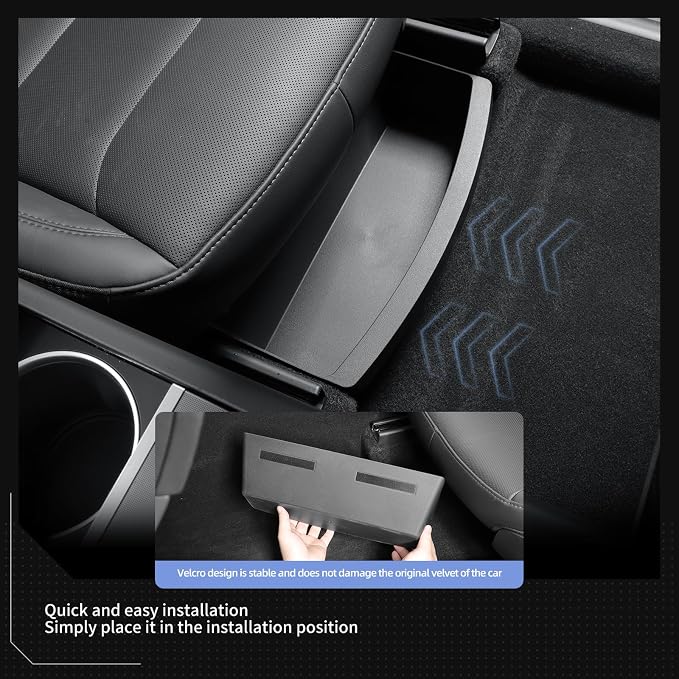 LUCKEASY 2PCS UnderSeat Storage Organizers for Tesla Model Y Juniper 2025 2026 Standard/Premium/Performance 1st Row Under Seat Storage Box Driver & Passenger Organizers Accessories TPE Black