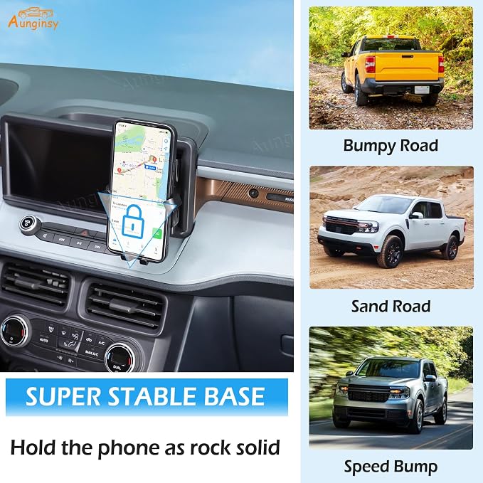 Aunginsy Car Hidden Screen Drawer Organizer with Phone Holder Compatible with Ford Maverick 2022-2024 Center Console Multimedia Display Right Side Panel Storage Box Truck Dash Cubby Insert Accessories