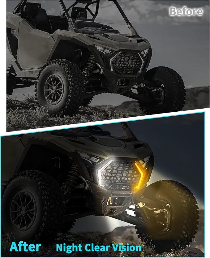 LED Grille Accent Fang Lights for Polaris RZR PRO XP/PRO R/S 2025, Waterproof Turn Signal & Signature Lamps, Replace #2417278, 2417279