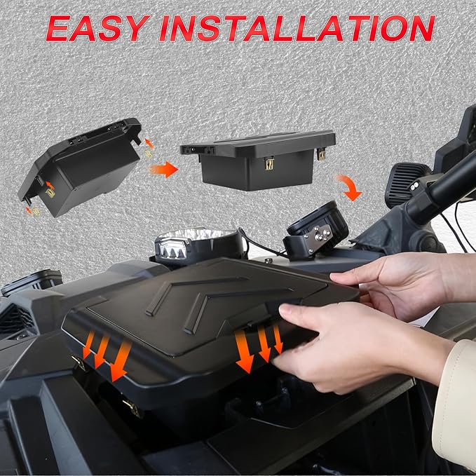 Center Console Dash Storage Organizer For Polaris RZR PRO XP/ XP4 2020-2025, For Polaris RZR PRO R/RZR TURBO R/ R4, Storing/Organizing Off-Road Items in Flip-Lid Enclosed Storage Compartment