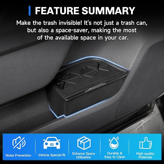 SXCY 2PCS for 2026 Toyota RAV4 Trash Can for 2026 Toyota RAV4 Accessories Silicone Front Door Side Trash Can [OEM-Fit] Garbage Bin Storage Box Waterproof Leak-Proof Trash Bin w/Lid Odor-Free Storage