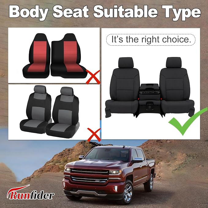 Seat Covers for Chevy Silverado & GMC Sierra 1500 2014 2015 2016 2017 2018 Heavy Duty Cloth Protector Interior Accessories，Waterproof & Machine Washable-Black (Front)
