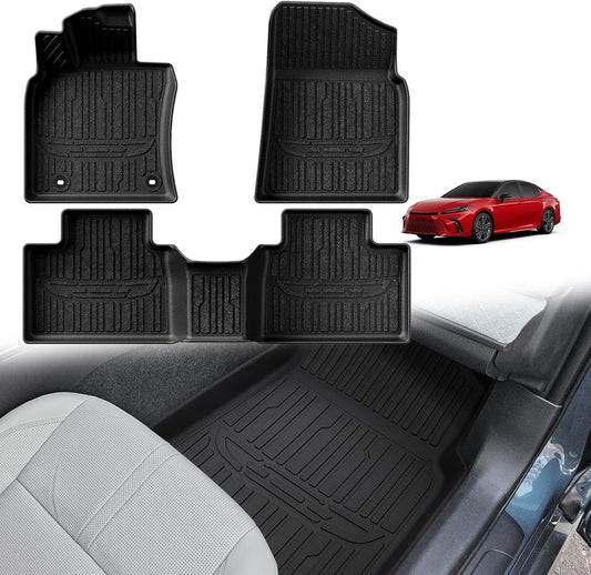 TripleAliners Floor Mats All Weather Liners Compatible with 2025 Toyota Camry (Include Hybrid) Accessories 1st & 2nd Row Full Set Floor Liners TPE Custom Fit Protection Car Mats