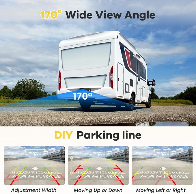 Hikity Wireless Backup Camera Monitor Kit, 4.3 Inch Rear View Camera IP68 Waterproof Night Vision, HD 1080P Display Screen for Car/Truck/Pickup/SUV/Van/RV