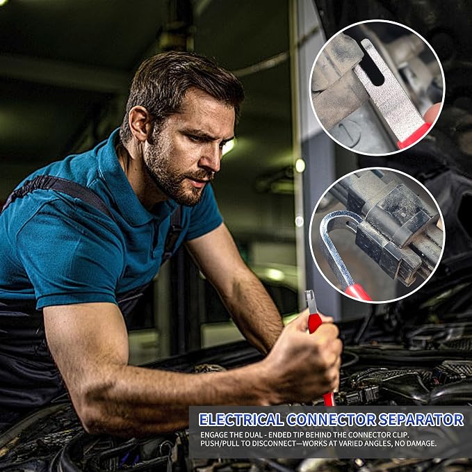Electrical Disconnect Pliers for Cars 5-Piece - Electrical Connector Disconnect Tool Set, Automotive Plug Connector Separator Removal Tool & Hose Clamp Pliers(Straight+60 Degree)