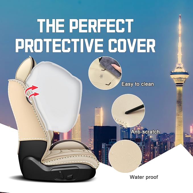 CTDS Car Seat Covers for Chevy Equinox 2005-2026, Stylish Sport Seat Cover, Premium Nappa Leather Car Seat Cover. Automobile Seat Covers Sets.(Standard 5 Seats/Beige)