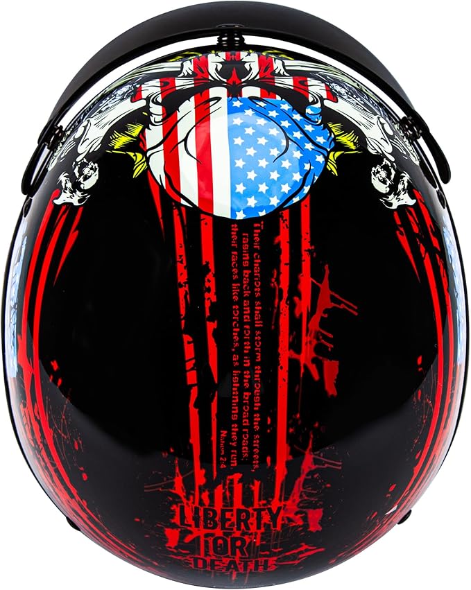 Cartman Cruiser Scooter Motorcycle Half Face Helmet, American Flag Skull USA Graphics, DOT Approved for Bike Scooter ATV UTV Chopper Small