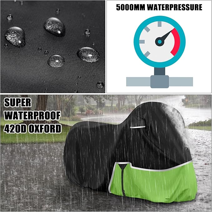 Waterproof Motorcycle Cover Replace for Kawasaki Ninja 400 500 650 Z900 Zx6r Street Without Trunk Models, 420D Oxford Cloth Motorcycle Cover for Snow Rain Dust Protection