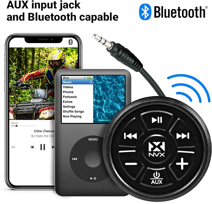 NVX XUBT4 Universal Marine Grade Bluetooth 4.0 Audio Receiver & Controller for Boats/Cars/ATV