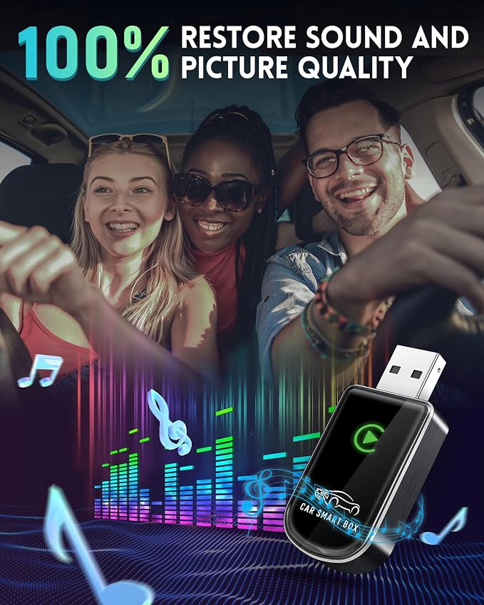 Amzfeel Wireless Carplay Adapter for Apple iPhone, Mini Bluetooth Dongle Convert Factory Wired to Wireless Car Play Plug & Play Auto Connect, Low Latency, GPS for iOS 10+ & Cars 2015+ (Brushed Gery)