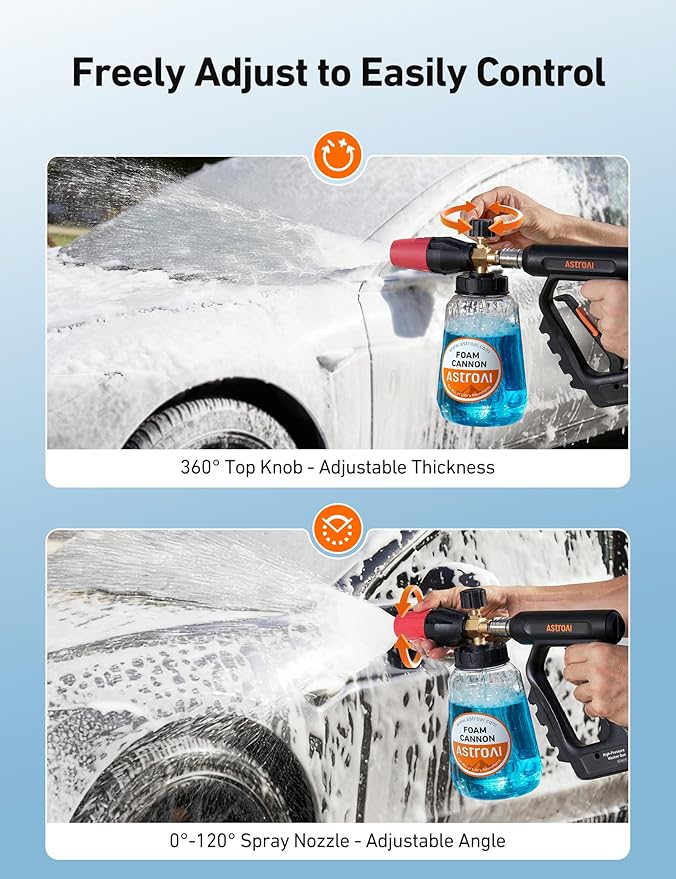 AstoAI Foam Cannon for Pressure Washer and Pressure Washer Spray Nozzle Tips 5-Pack