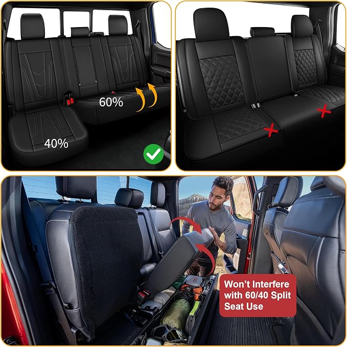 TTX for Ford F150 2009-2024 2025 2026 Seat Covers & F250 F350 F450 2017-2026 Seat Protectors with Durable and Faux Leather(Full Set,Black)