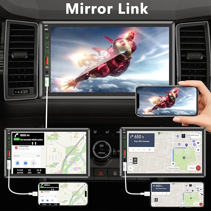 Single Din Touchscreen Radio,Single Din Car Stereo with 7'' Touchscreen,Car Radio with Mirror Link/Bluetooth Hands-Free Calling/AUX/USB/SWC
