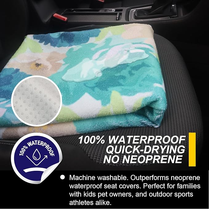 Back Seat Cover for Car Trucks Van SUV Jeep,Waterproof Rear Bench Towel Seat Covers for Dogs and Kids,Automotive Backseat Protector (Chrysanthemum)
