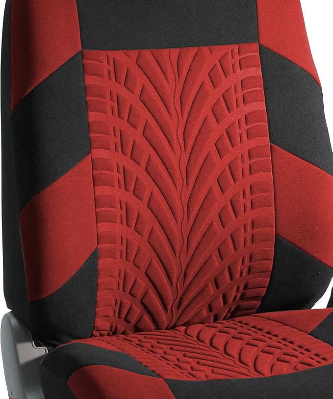 FH Group FB071115 + F11306 Travel Master Seat Covers (Red) Full Set – Universal Fit for Cars Trucks and SUVs