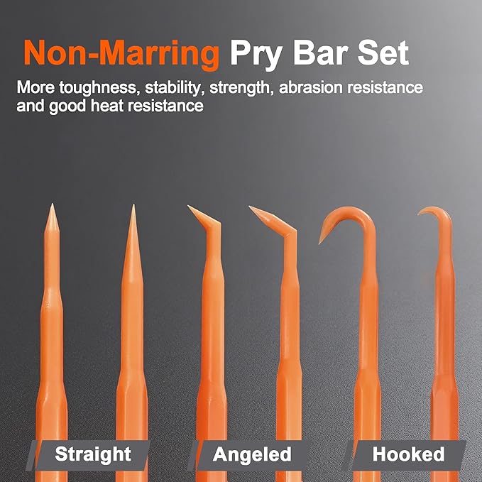 20PCS Delicate Pickup Tool Set, Non-Marring Scraper & Pry bar Kit, Multifunction Double-ended Mini Pick and HookTools, for various jobs detail clean, separating small parts, remove trim clips…