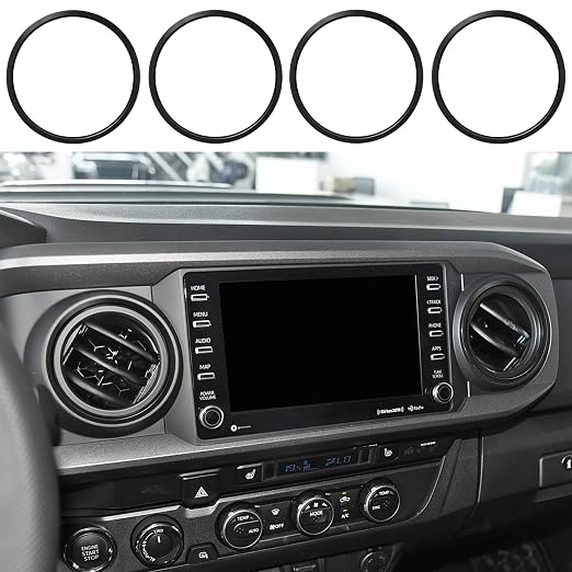 for Toyota Tacoma Accessories 2023 2022 2021 2020 with 8" or 7" Touchscreens Knob Covers - AC Vent Ring Button Knob Covers for Air Conditioner Volume Mirror Push Start Stop Button Trim 12Pcs (Black)