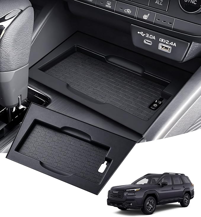 Wireless Charging Protective Mat for Subaru Outback 2026, Interior Accessories Center Console Silicone Anti-Slip Wireless Charger Cover Pad Protector for 2026 Outback, Black