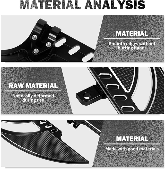 Motorcycle Floorboards CNC Tomahawk Footboards Footpegs Fit for Harley Touring Electra Glide Street Glide Road Glide Softail Dyna (F+R Floorboards Set (Black))