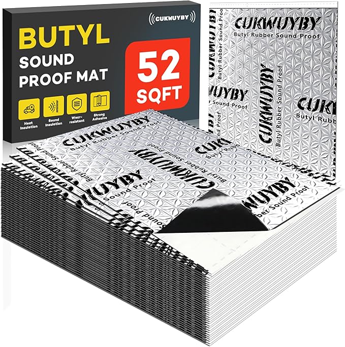 Sound Deading Material for Cars 50mil 52 sqft Car Sound Deadening Mat Butyl Automotive Sound Deadener Noise Insulation Vibration Dampening Material (47 pcs)