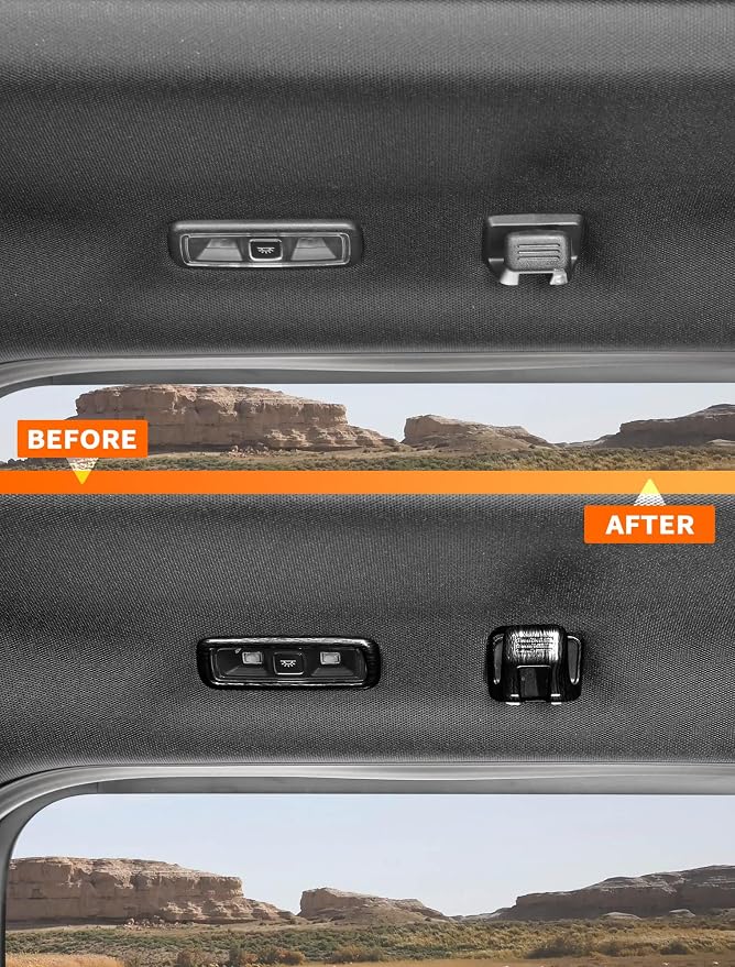 Savadicar 5-Piece Overhead Interior Trim Set for 2021-Present Ford F150, Black Wood Grain Finish Roof Overlay Accent, Interior Decorative Accessories