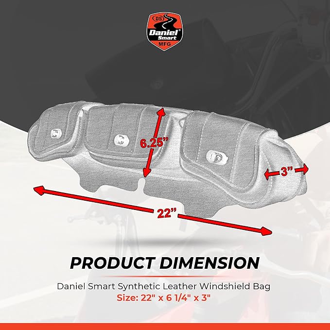 Daniel Smart Motorcycle Windshield Bag for Harley Touring 1996-2013, 3-Pocket Waterproof Windscreen Bag Compatible with Electra Glide, Street Glide FLHX FLH, Trike Models (3-Pockets with Twist Lock)