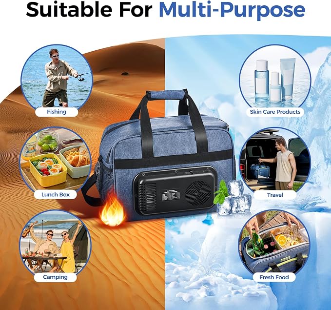outohome Electric Portable Cooler Plug in 12V Car Cooler Bag, Warmer Bag for vehicle, DC Power Cord,25L Insulated Lunch Bag for Family Outings, Grocery,Camping,Truck Drivers,All Season ﻿