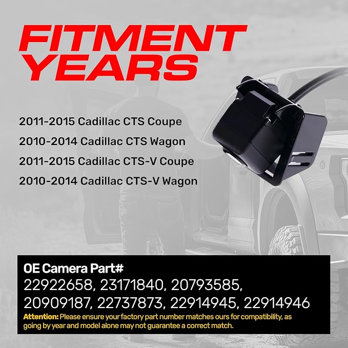Master Tailgaters Replacement for Cadillac CTS/CTS-V Coupe (2011-2015), CTS/CTS-V Wagon (2010-2014) Backup Camera OE Part # 22922658, 23171840, 20793585, 20909187, 22737873, 22914945, 22914946